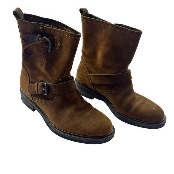J.CREW Shoes - J Crew Boots 5.5 Brown Suede Shoes Biker Moto Buckle Engineer WARM CHESTNUT